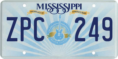 MS license plate ZPC249