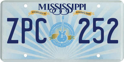 MS license plate ZPC252