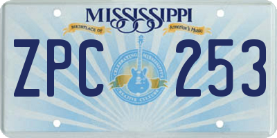 MS license plate ZPC253