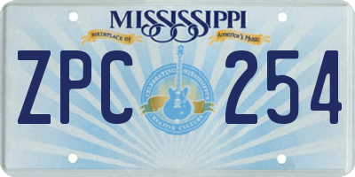 MS license plate ZPC254