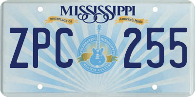 MS license plate ZPC255