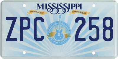 MS license plate ZPC258