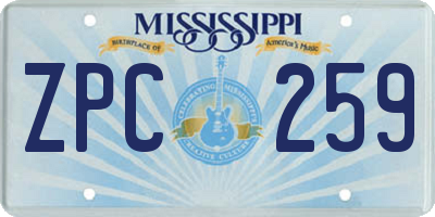 MS license plate ZPC259