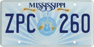 MS license plate ZPC260