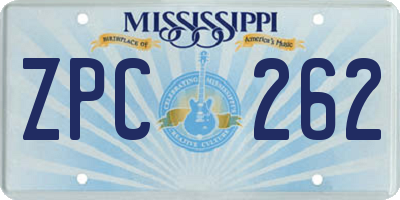 MS license plate ZPC262