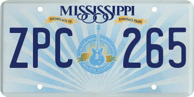 MS license plate ZPC265