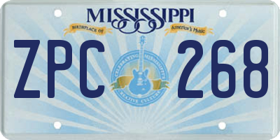 MS license plate ZPC268