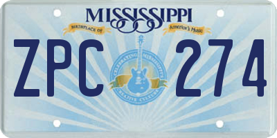 MS license plate ZPC274