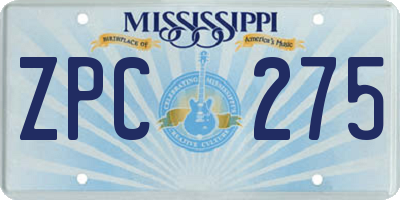 MS license plate ZPC275