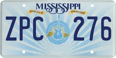 MS license plate ZPC276