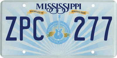 MS license plate ZPC277