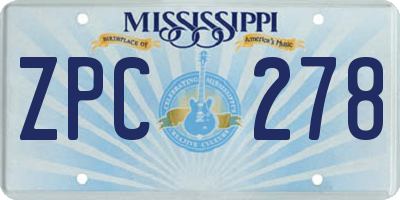 MS license plate ZPC278