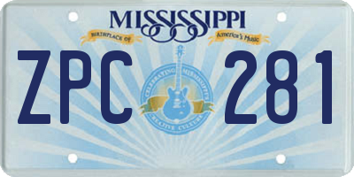 MS license plate ZPC281