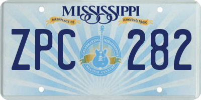 MS license plate ZPC282