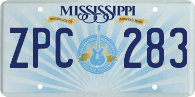 MS license plate ZPC283