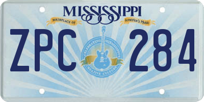 MS license plate ZPC284