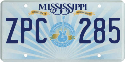MS license plate ZPC285