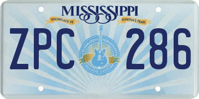 MS license plate ZPC286