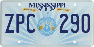 MS license plate ZPC290