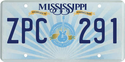 MS license plate ZPC291