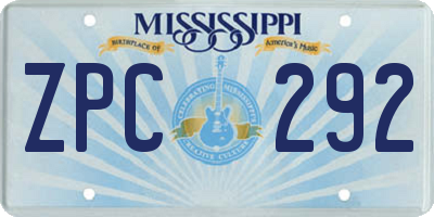 MS license plate ZPC292