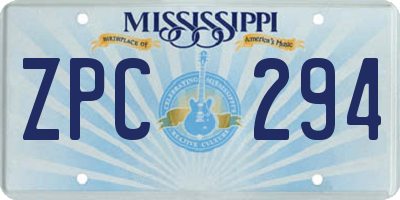 MS license plate ZPC294