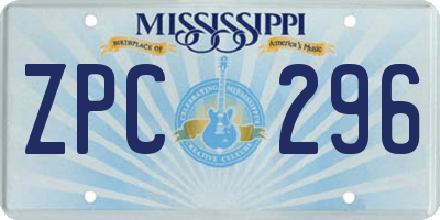MS license plate ZPC296