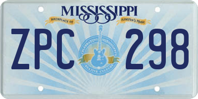 MS license plate ZPC298