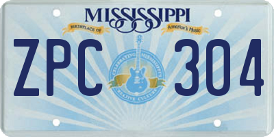 MS license plate ZPC304