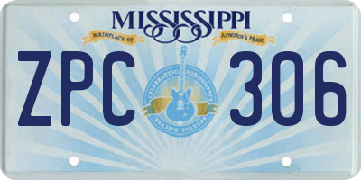 MS license plate ZPC306