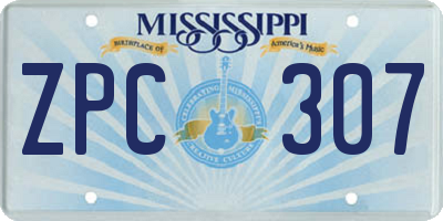 MS license plate ZPC307
