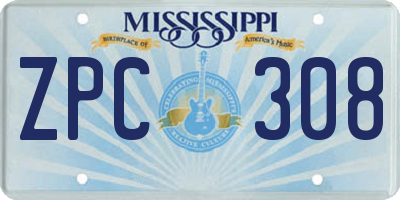 MS license plate ZPC308