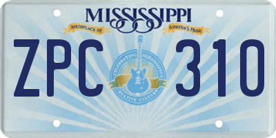 MS license plate ZPC310