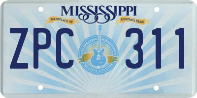 MS license plate ZPC311