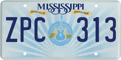 MS license plate ZPC313