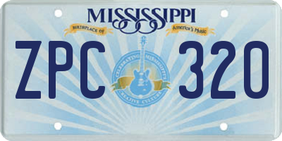 MS license plate ZPC320