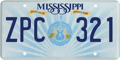 MS license plate ZPC321