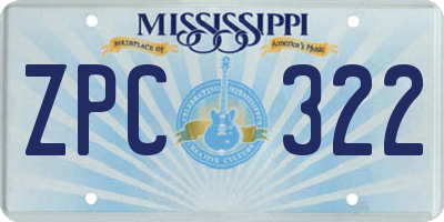 MS license plate ZPC322