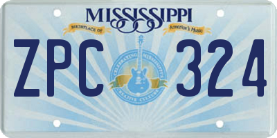 MS license plate ZPC324