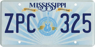 MS license plate ZPC325
