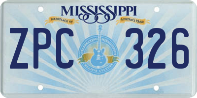 MS license plate ZPC326