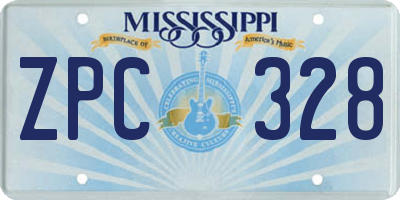 MS license plate ZPC328