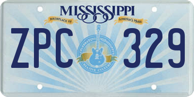MS license plate ZPC329
