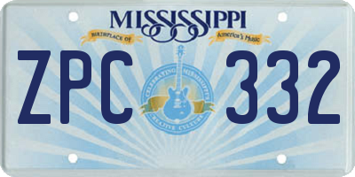 MS license plate ZPC332