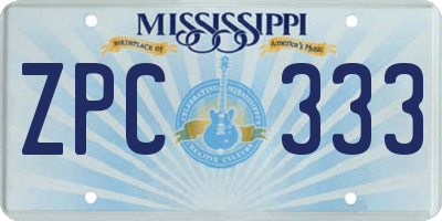 MS license plate ZPC333