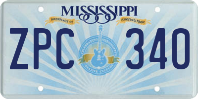 MS license plate ZPC340