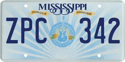 MS license plate ZPC342