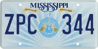 MS license plate ZPC344