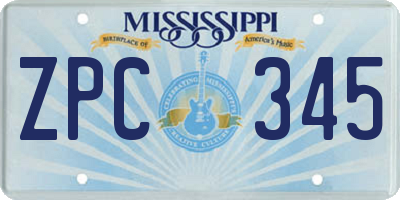 MS license plate ZPC345