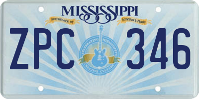 MS license plate ZPC346